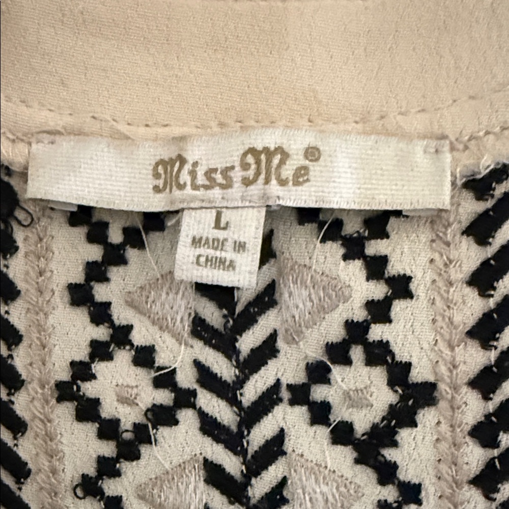 Miss Me Cream Tank Top with Black Accents - Picture 2 of 5